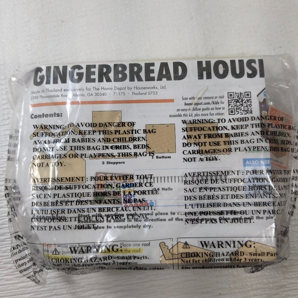 NEW‎ Home Depot Gingerbread House kids workshop wooden kit w/ pin December 2023